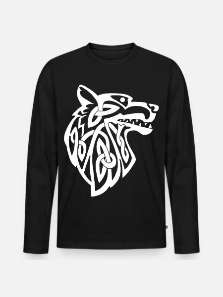 Viking white wolf - Men's Premium Organic Long Sleeve Shirt - black