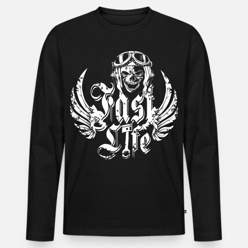 Biker Leben - Männer Premium Bio Langarmshirt - Schwarz