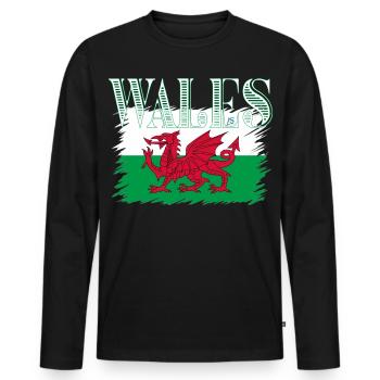Wales - Männer Premium Bio Langarmshirt - Schwarz - Vorne - Nico (187cm)