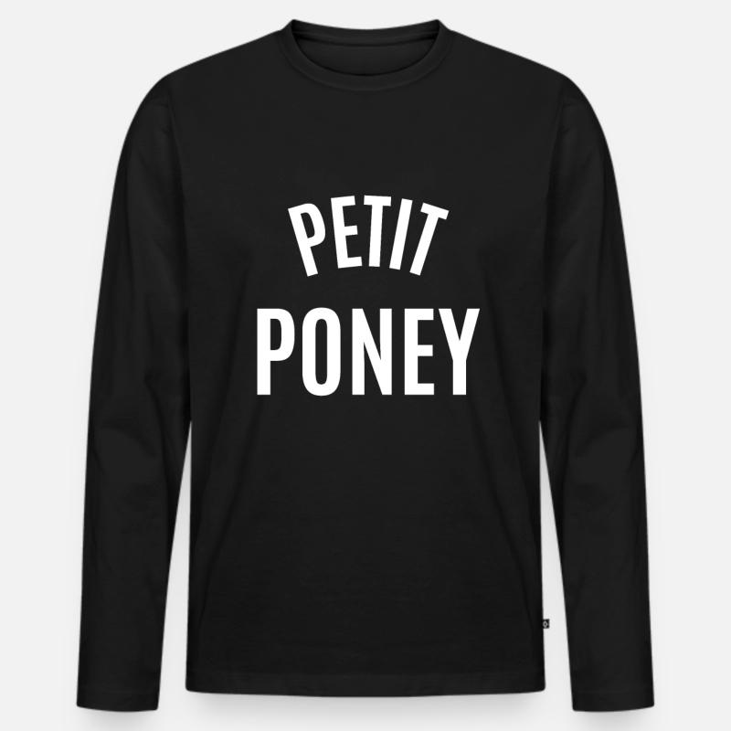 Kleiner Poney - Männer Premium Bio Langarmshirt - Schwarz