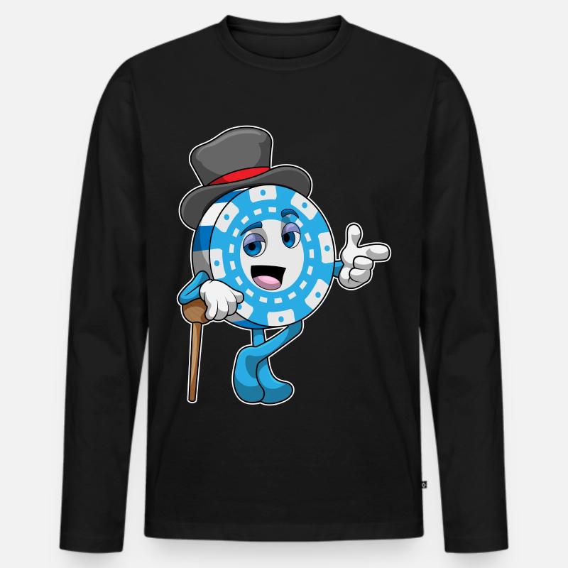 Pokern mit Pokerchips - Männer Premium Bio Langarmshirt - Schwarz
