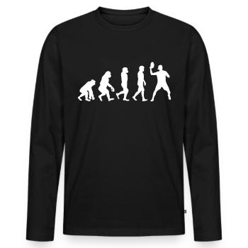 Disc golf evolution - Men's Premium Organic Long Sleeve Shirt - black - Front - Nico (187cm)