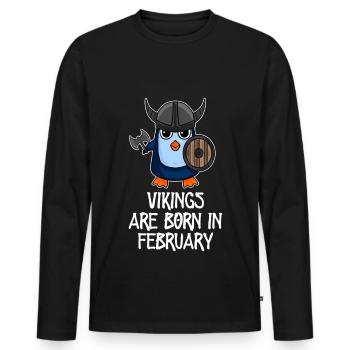 Wikinger sind im Februar geboren -Pinguin Wikinger - Männer Premium Bio Langarmshirt - Schwarz - Vorne - Nico (187cm)