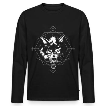 Wild Wolf Geometric - Men's Premium Organic Long Sleeve Shirt - black - Front - Nico (187cm)