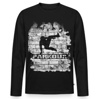 Parkour - T-shirt manches longues Premium bio Homme - noir - Devant - Nico (187cm)