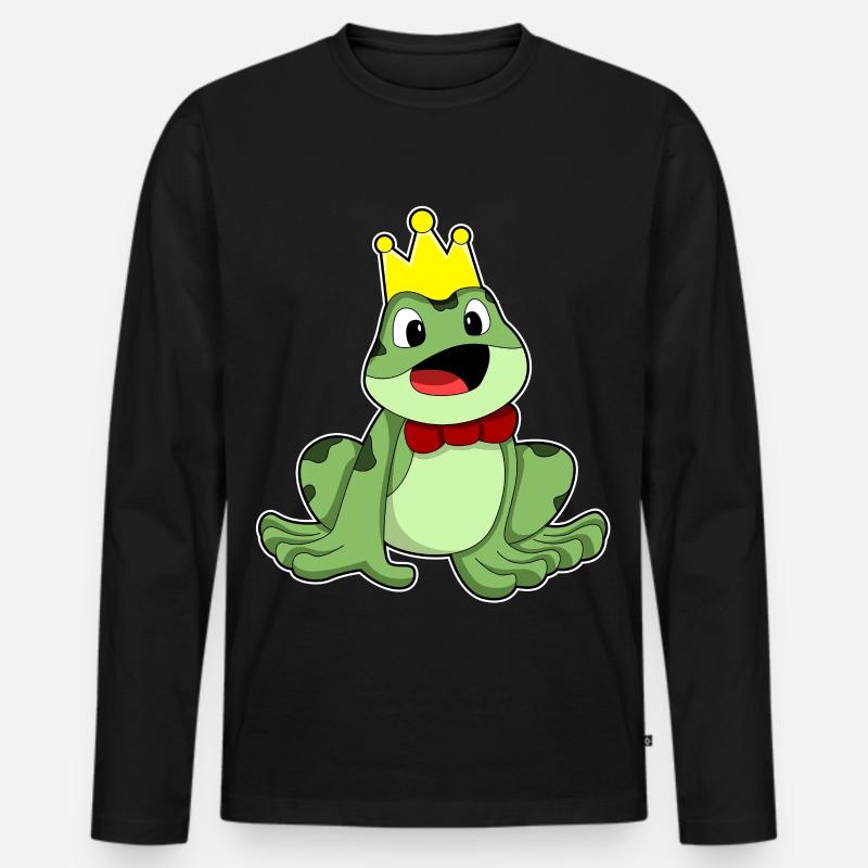 Frosch Krone - Männer Premium Bio Langarmshirt - Schwarz