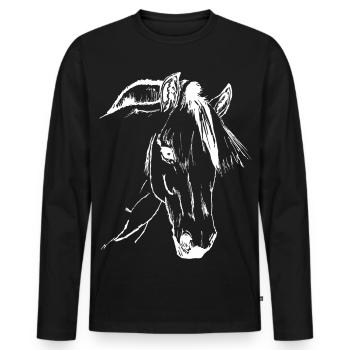 Fjordpferd, Norweger Fjordi - Männer Premium Bio Langarmshirt - Schwarz - Vorne - Nico (187cm)