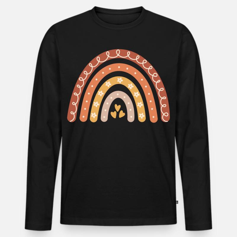 Boho Regenbogen - Männer Premium Bio Langarmshirt - Schwarz