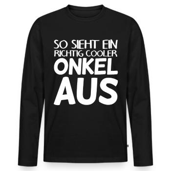 Onkel - Männer Premium Bio Langarmshirt - Schwarz - Vorne - Nico (187cm)