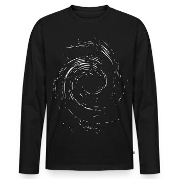 Strudel abstrait / Ligne / blanc / motif - T-shirt manches longues Premium bio Homme - noir - Devant - Nico (187cm)