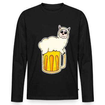 Alpaca and beer - Men's Premium Organic Long Sleeve Shirt - black - Front - Nico (187cm)