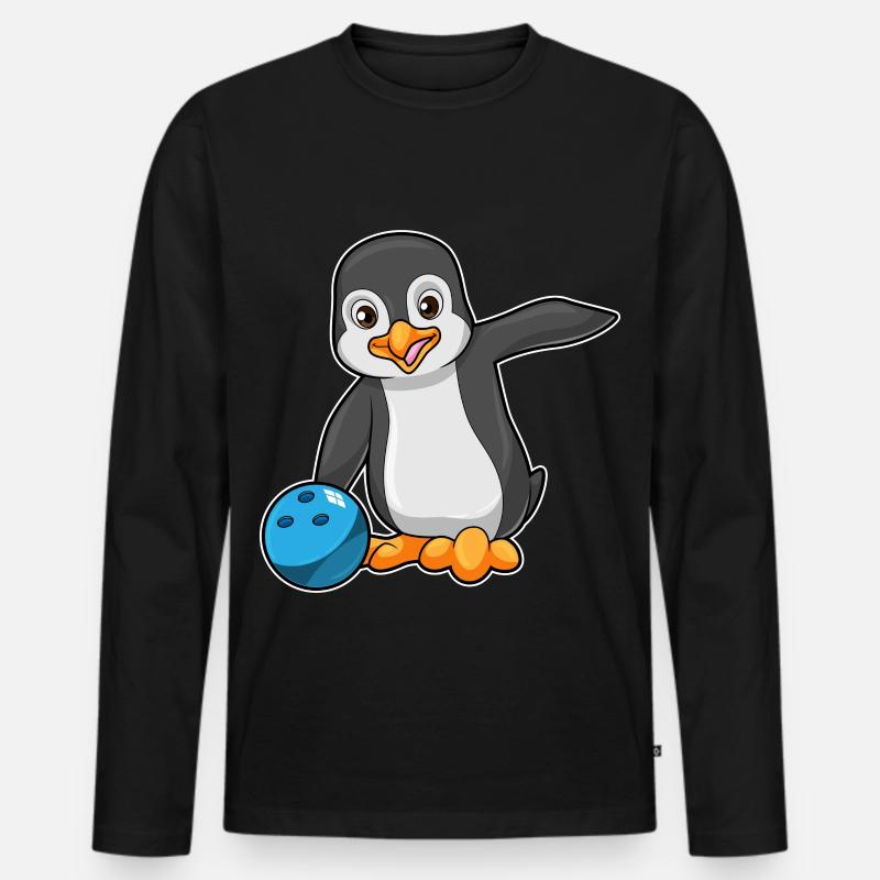 Pinguin Bowling Bowlingkugel - Männer Premium Bio Langarmshirt - Schwarz