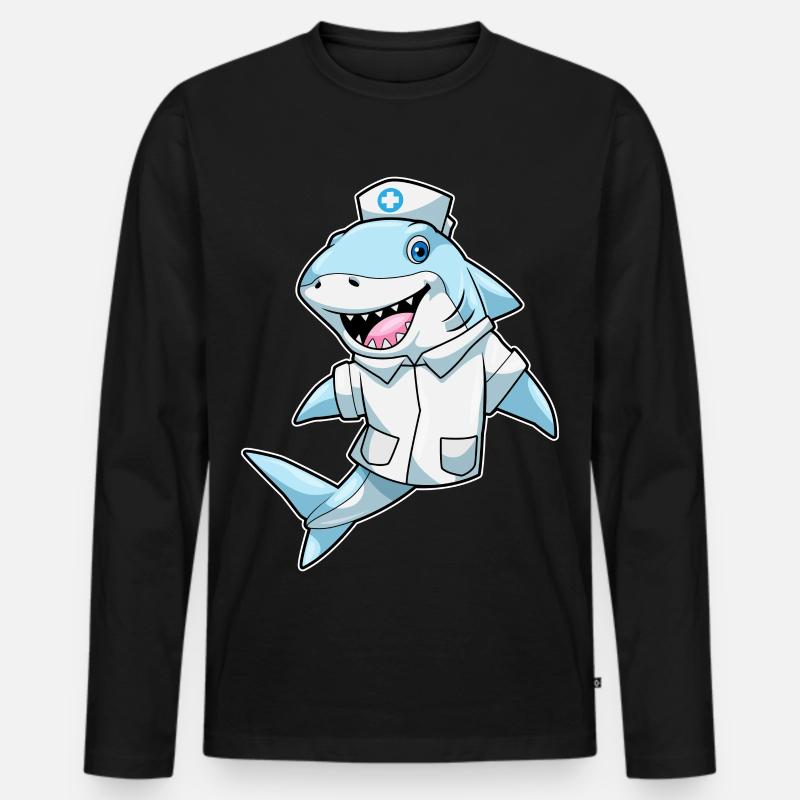 Hai Krankenschwester - Männer Premium Bio Langarmshirt - Schwarz