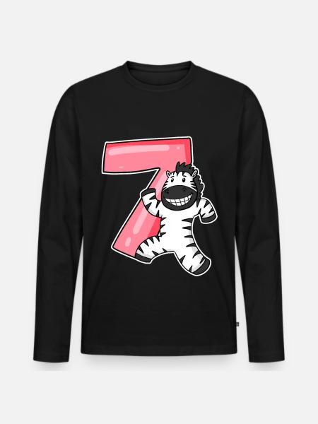 Zèbre 7 ans anniversaire d’enfant - T-shirt manches longues Premium bio Homme - noir