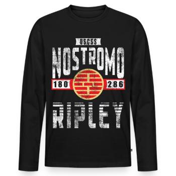 Alien Nostromo grade d'équipage Ripley - T-shirt manches longues Premium bio Homme - noir - Devant - Nico (187cm)