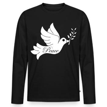 Oiseau blanc de la paix - T-shirt manches longues Premium bio Homme - noir - Devant - Nico (187cm)