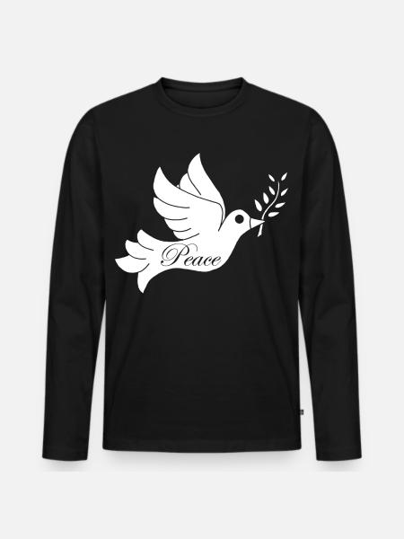 White Bird of Peace - Men's Premium Organic Long Sleeve Shirt - black