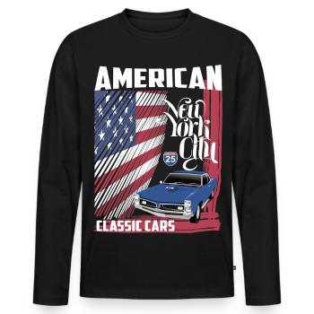 American Classic Cars - Men's Premium Organic Long Sleeve Shirt - black - Front - Nico (187cm)