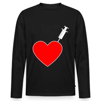 Vaccination - I am vaccinated - Men's Premium Organic Long Sleeve Shirt - black - Front - Nico (187cm)
