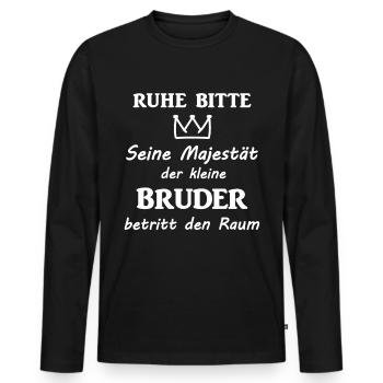 Lustiger Kleiner Bruder - Männer Premium Bio Langarmshirt - Schwarz - Vorne - Nico (187cm)