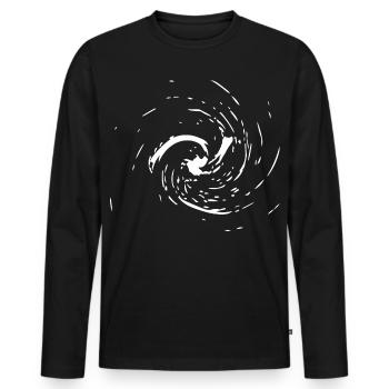 Strudel abstrait / Ligne / blanc / motif - T-shirt manches longues Premium bio Homme - noir - Devant - Nico (187cm)