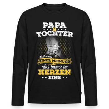 Papa & Tochter Partnerlook Vatertagsgeschenk Vater - Männer Premium Bio Langarmshirt - Schwarz - Vorne - Nico (187cm)