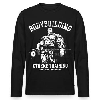 gym de remise en forme de culturisme - T-shirt manches longues Premium bio Homme - noir - Devant - Nico (187cm)