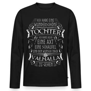 Vater Tochter Wikinger Spruch Valknut Valhalla - Männer Premium Bio Langarmshirt - Schwarz - Vorne - Nico (187cm)
