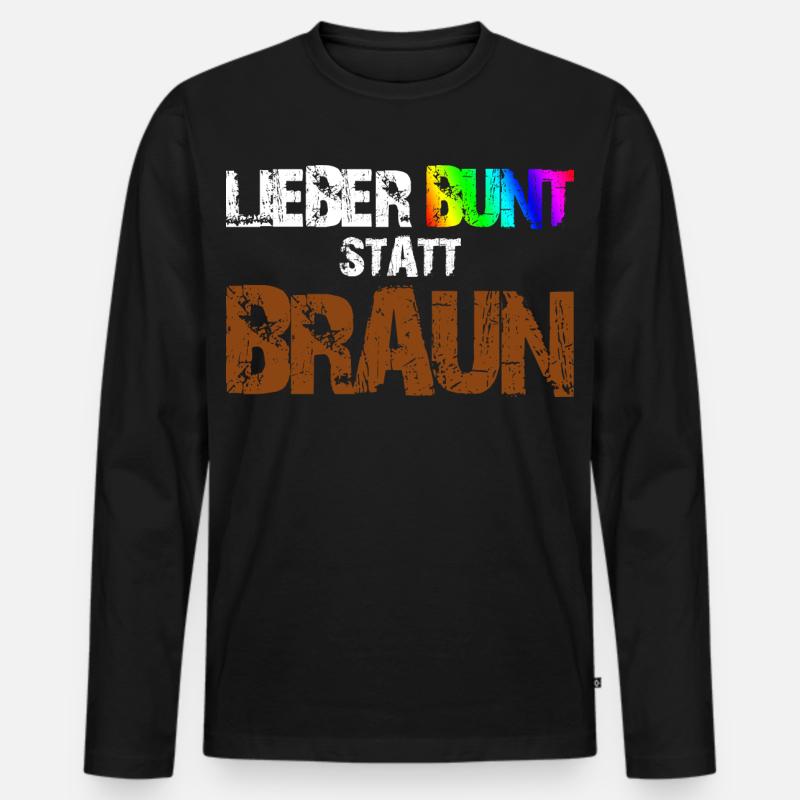 Lieber Bunt Statt Braun - Männer Premium Bio Langarmshirt - Schwarz