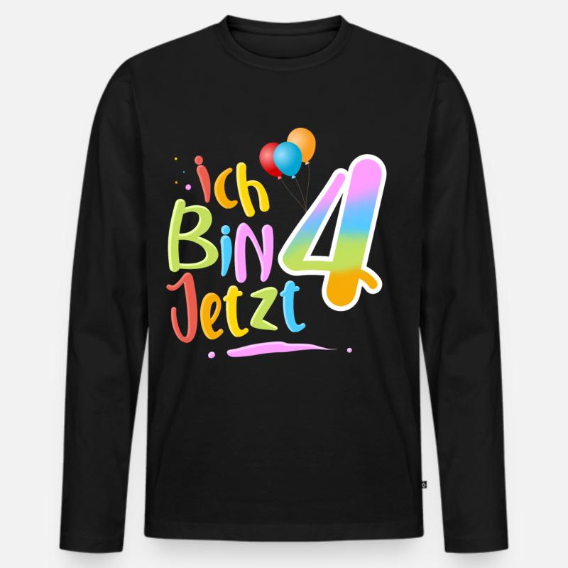 Ich Bin Jetzt 4 - Männer Premium Bio Langarmshirt - Schwarz