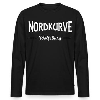 Wolfsburg north curve - Men's Premium Organic Long Sleeve Shirt - black - Front - Nico (187cm)