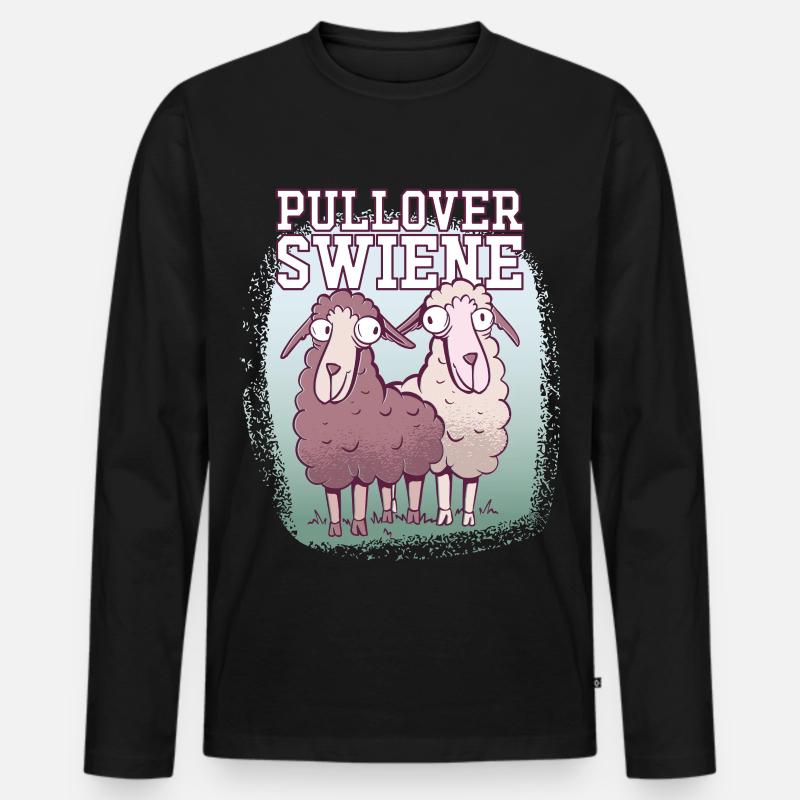 Pulloverswiene Plattdeutsch Ostfriesisch Schafe - Männer Premium Bio Langarmshirt - Schwarz