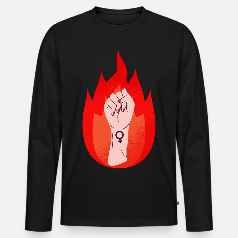Frauen Zeichen Feminismus Faust - Männer Premium Bio Langarmshirt - Schwarz