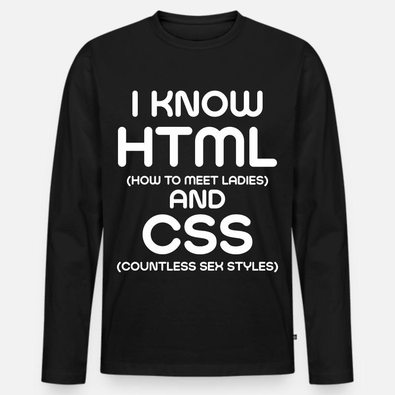 Ich kenne HTML und CSS - Männer Premium Bio Langarmshirt - Schwarz