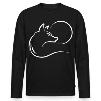 Wolf at full moon - Men's Premium Organic Long Sleeve Shirt - black - Front - Nico (187cm)