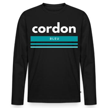 Cordon Bleu Funny Shirt Gift - Men's Premium Organic Long Sleeve Shirt - black - Front - Nico (187cm)