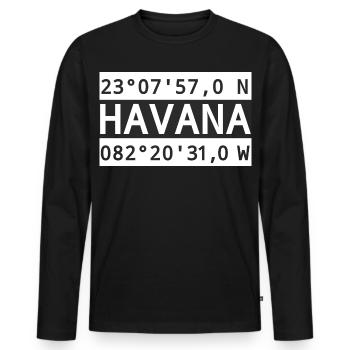 Coordonnées de La Havane - T-shirt manches longues Premium bio Homme - noir - Devant - Nico (187cm)