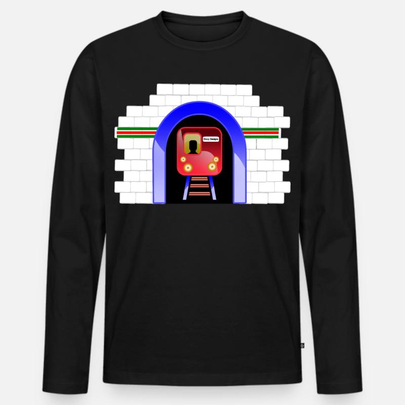 Blauer Tunnelzug im Torbogen - Männer Premium Bio Langarmshirt - Schwarz