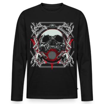 Skull Artwork with Lightning - Men's Premium Organic Long Sleeve Shirt - black - Front - Nico (187cm)