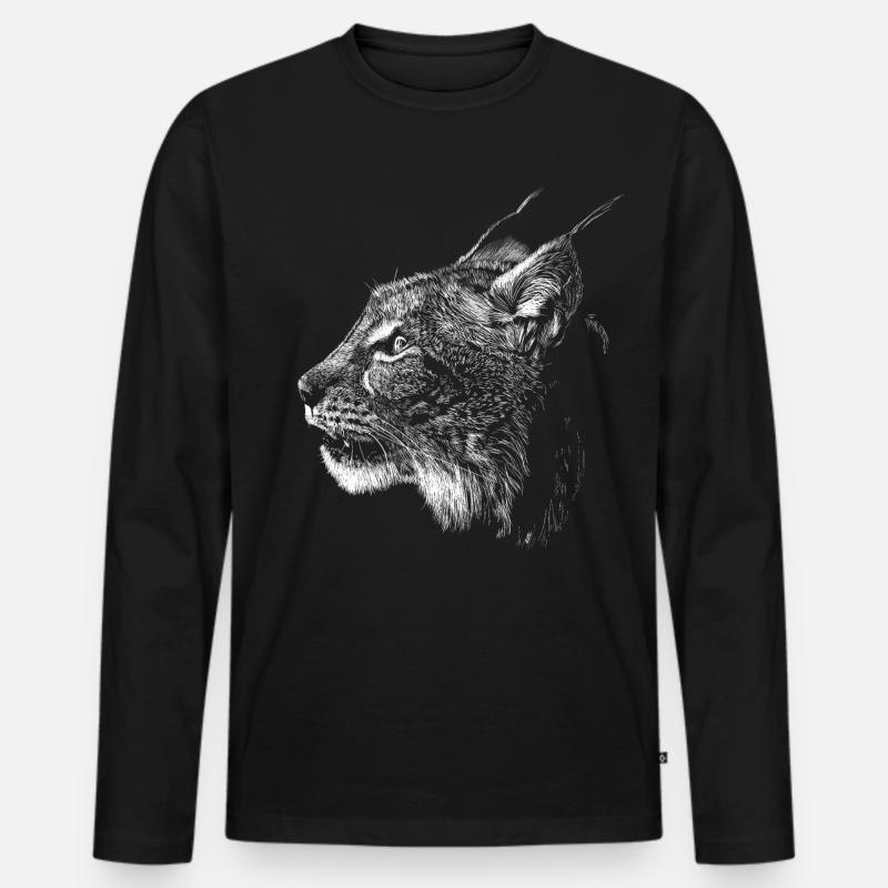 Luchs - Männer Premium Bio Langarmshirt - Schwarz