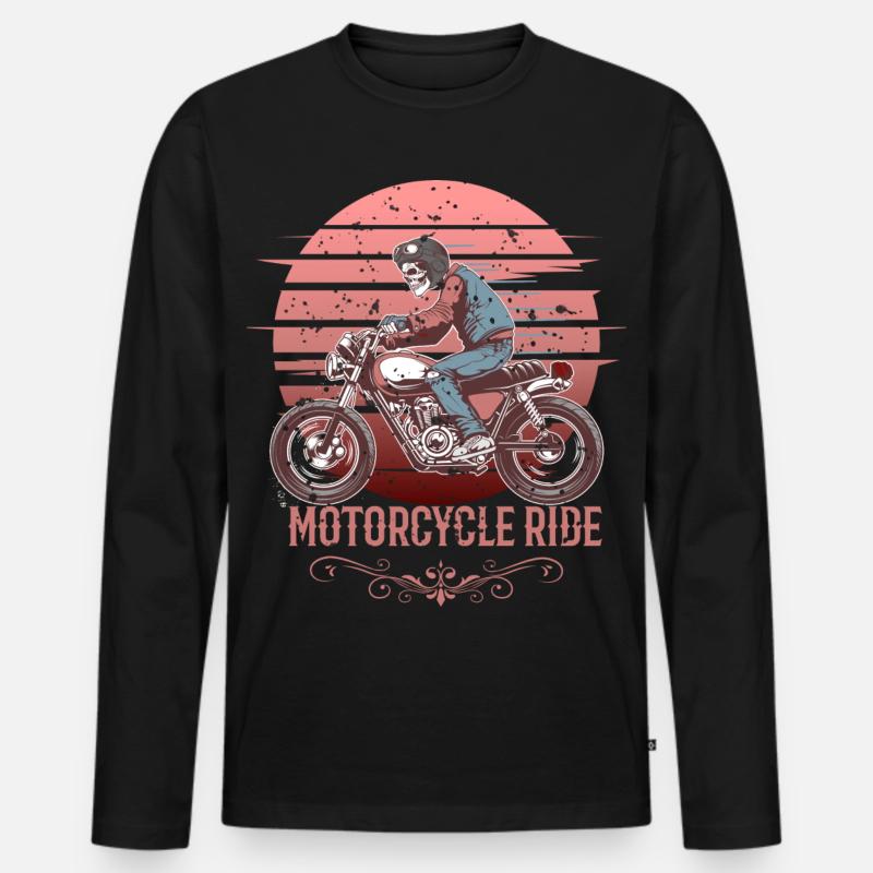 Motorradfahrer - Männer Premium Bio Langarmshirt - Schwarz