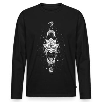 Occult Wicca Mond Lotus Witchcraft Aesthetic Goth - Männer Premium Bio Langarmshirt - Schwarz - Vorne - Nico (187cm)