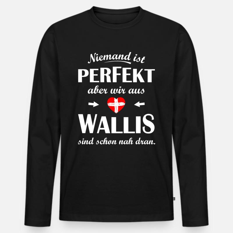 Kanton Wallis Schweiz - Männer Premium Bio Langarmshirt - Schwarz