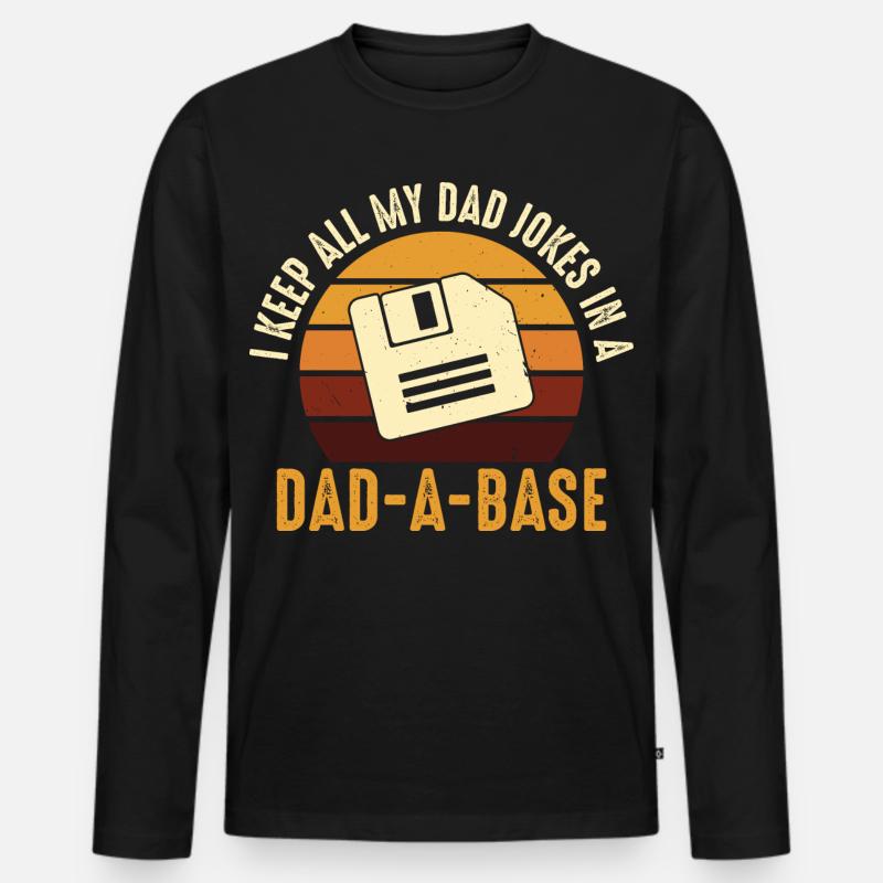 Papa Witz Diskette Retro Design - Männer Premium Bio Langarmshirt - Schwarz