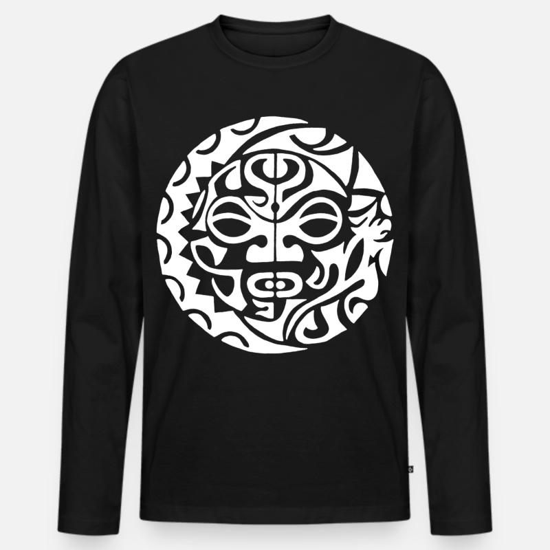 Polynesische Todeskopf weiß - Männer Premium Bio Langarmshirt - Schwarz