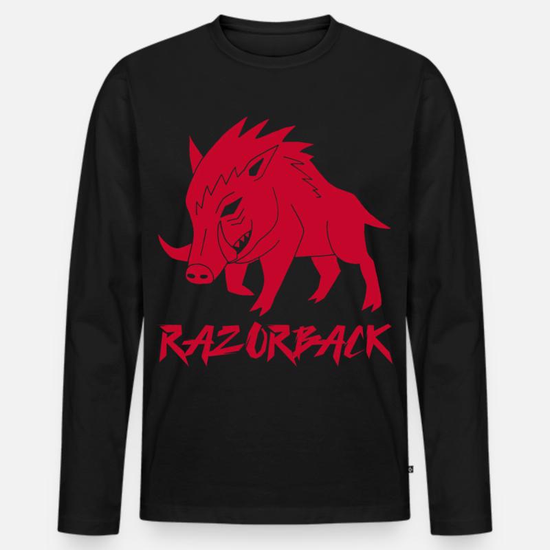 Rotes Wildschwein razorback - Männer Premium Bio Langarmshirt - Schwarz