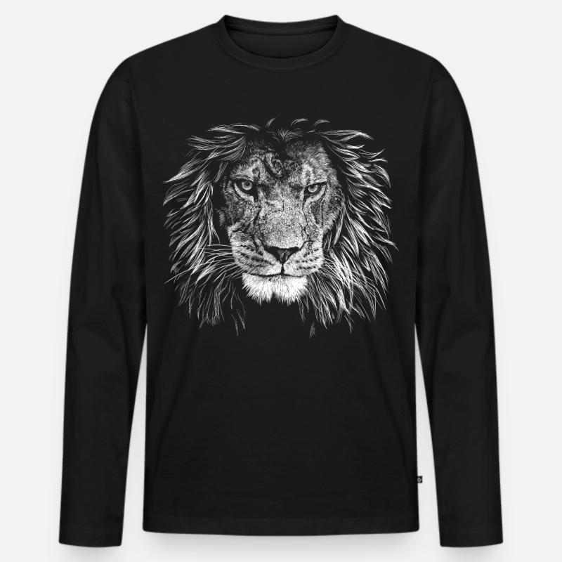 Löwe - Männer Premium Bio Langarmshirt - Schwarz