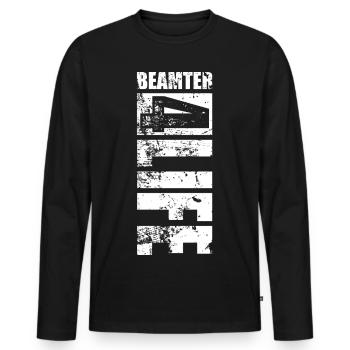 Beamter 4 Life Vintage Verbeamtung Geschenk - Männer Premium Bio Langarmshirt - Schwarz - Vorne - Nico (187cm)