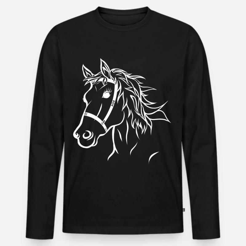 Pferdekopf illustration Pferd - Männer Premium Bio Langarmshirt - Schwarz