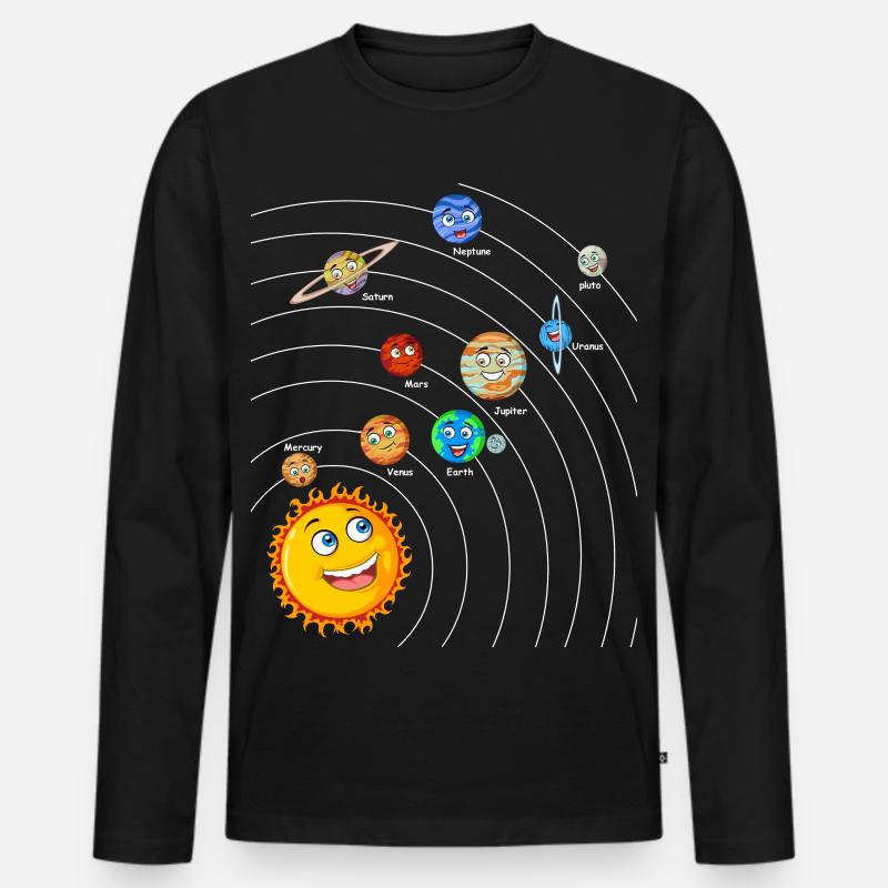 Sonnensystem - Männer Premium Bio Langarmshirt - Schwarz